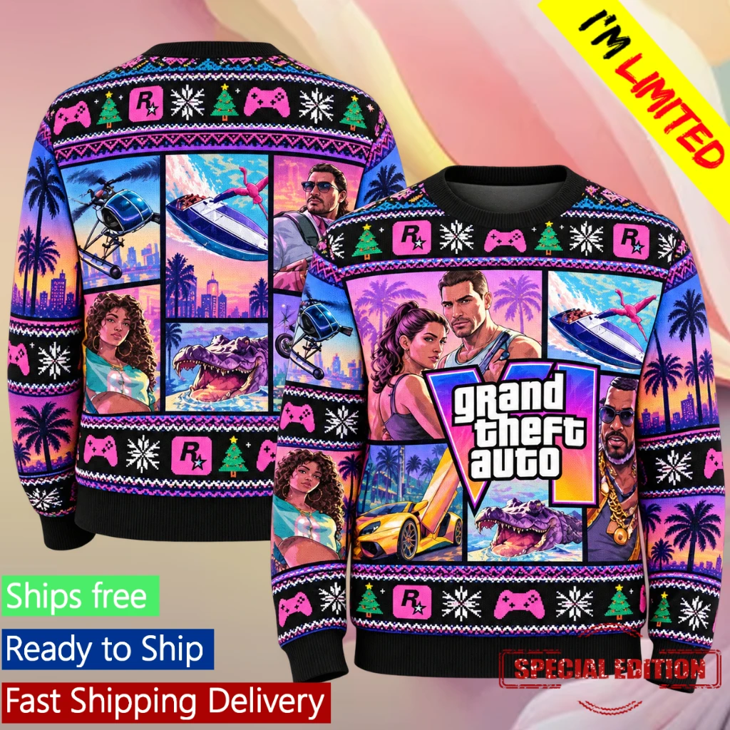 GTA VI Grand Theft Auto 6 Collage Christmas Sweater