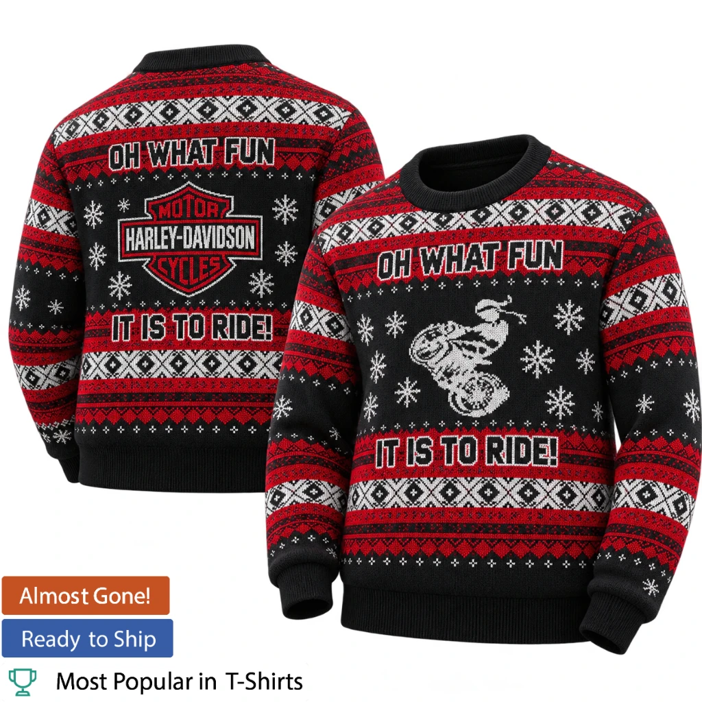 Harley Davidson Oh What Fun It Is To Ride Motorcycle Christmas Sweater