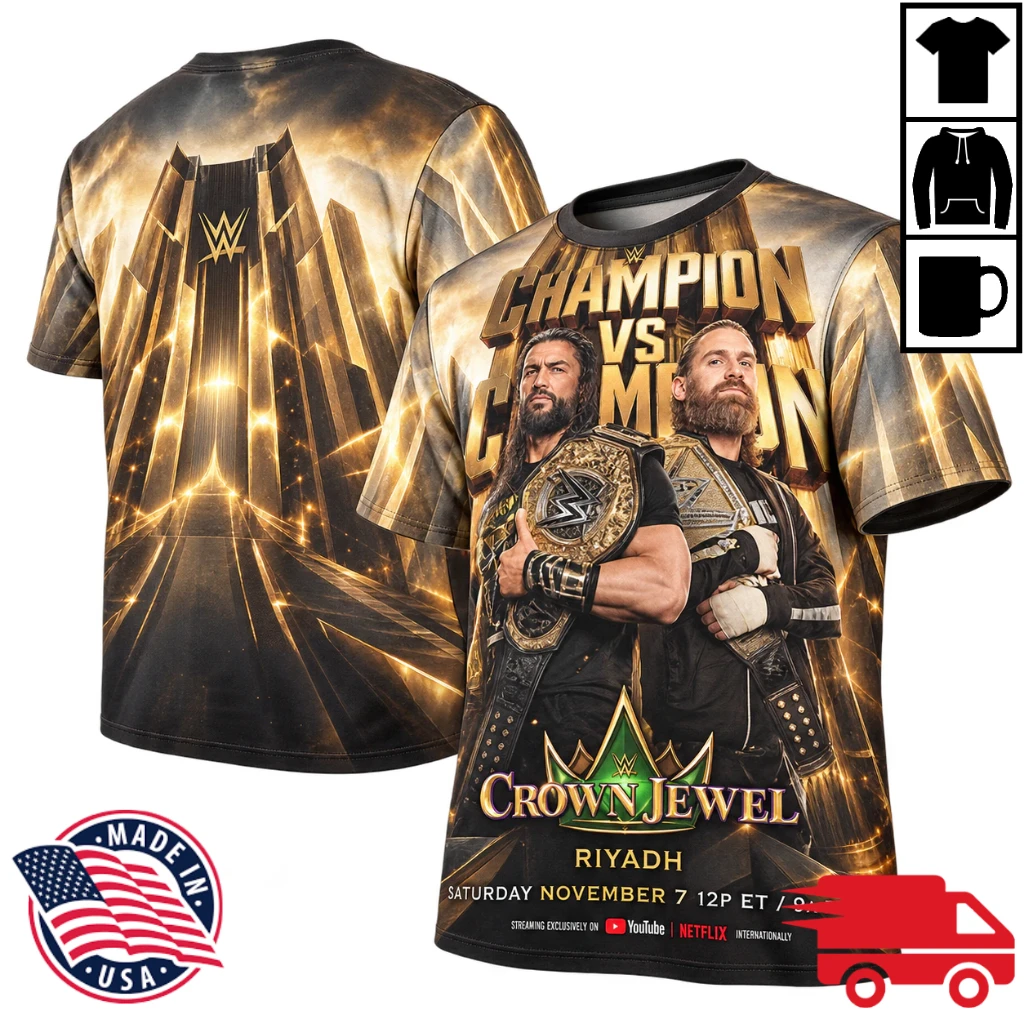WWE Crown Jewel Riyadh November 2026 Roman Reigns Vs Sami Zayn Champion Vs Champion All Over Print Shirt